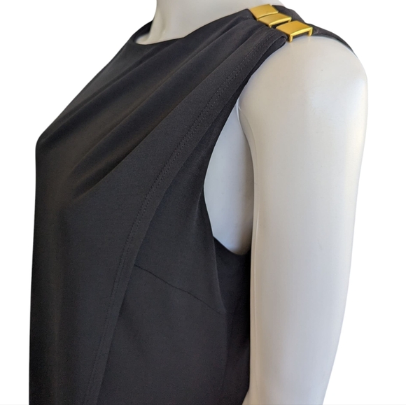 Donna Ricco LBD Gold Shoulder Accent, Sleeveless, Flattering Top Layer - Picture 2 of 12